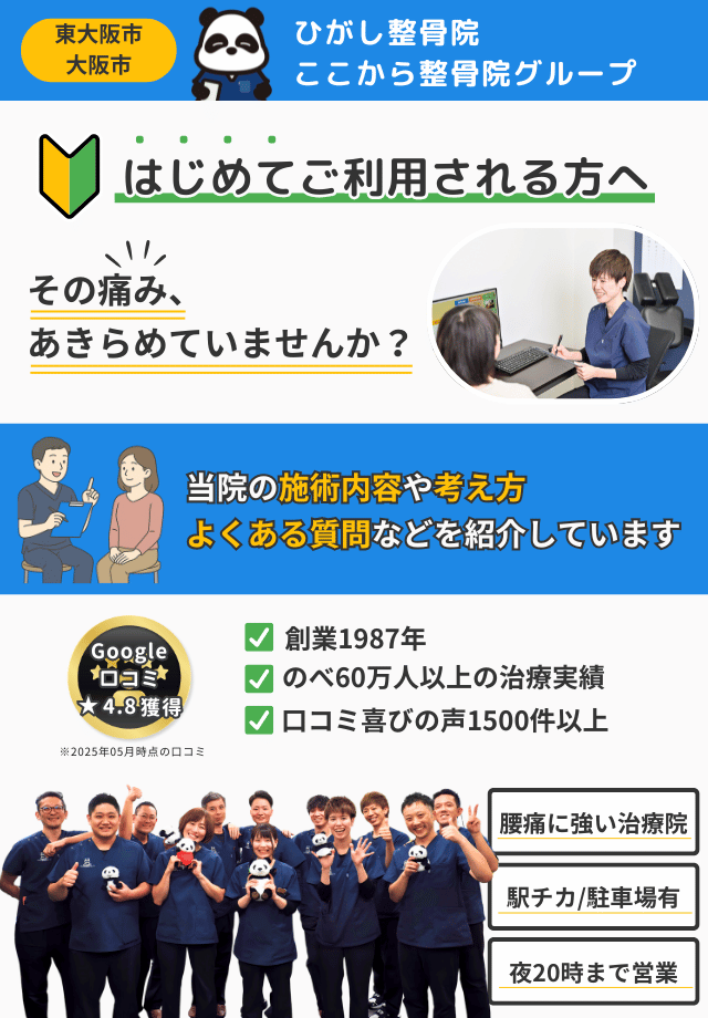ひがし整骨院ここから整骨院グループはじめてご利用される方へ
